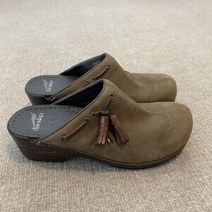 Dansko Clog Shoes Womens Size 9.5 Brown Tassel Slip On Wedge Comfort 178065378